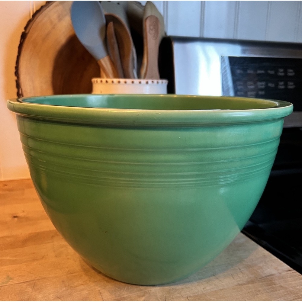 VTG 30's Fiesta Ware Nested Mixing Bowl #7 From Set USA HLC Green Bottom Rings - Picture 1 of 16